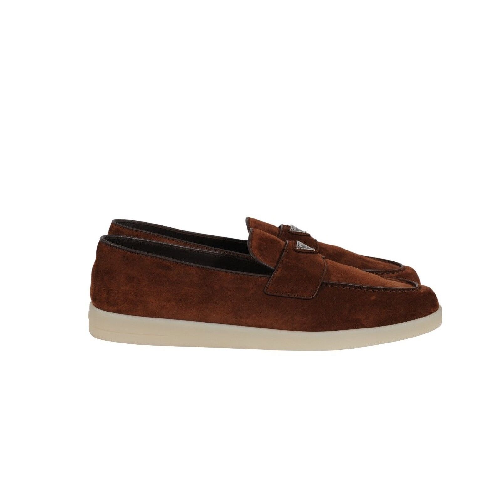 Prada Saint Tropez Suede Loafers Brown Triangle Size US 11 / EU 44 - 8 Thumbnail
