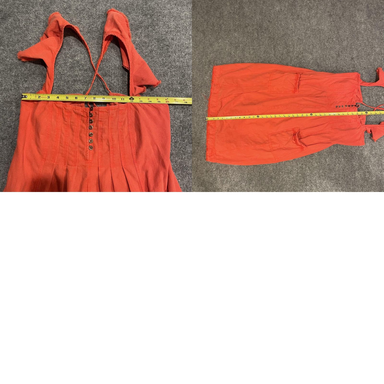 Vintage VINTAGE Pilcro Dress ORANGE RED Tie Back Flutter Sleeve Midi Womens M Orange Red Pilcro Sundress Casual Cotton Linen 90s? Size M / US 6-8 / IT 42-44 - 9 Thumbnail