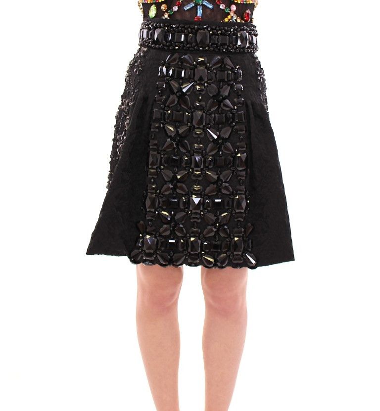 Dolce & Gabbana Black Crystal Embellished Masterpiece Women's Skirt Size 28" / US 6 / IT 42 - 1 Thumbnail