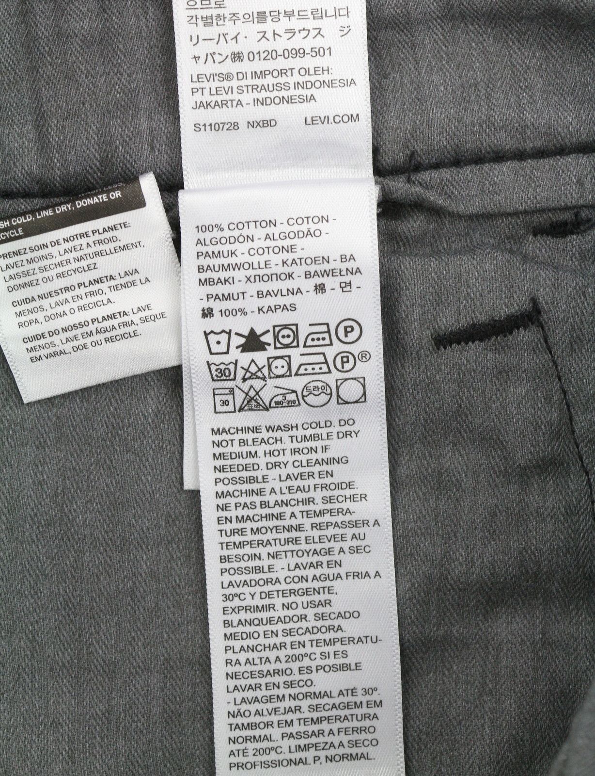 Levi's XX CHINO W34/L32 Dark Grey Straight Zip Pants 87058 Size US 34 / EU 50 - 7 Thumbnail