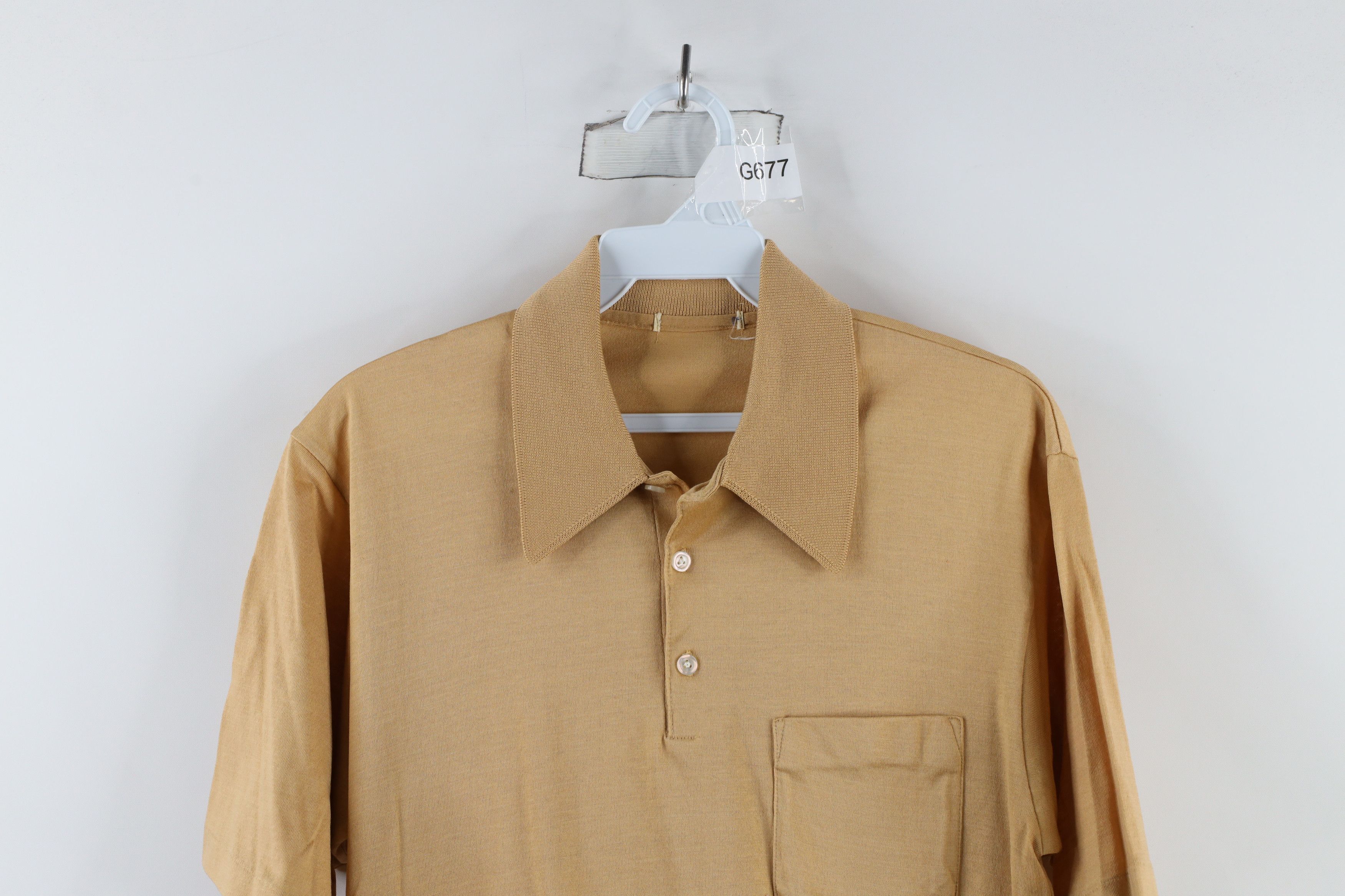 Vintage Vintage 70s Streetwear Knit Collared Pocket Polo Shirt Beige Size US S / EU 44-46 / 1 - 2 Thumbnail