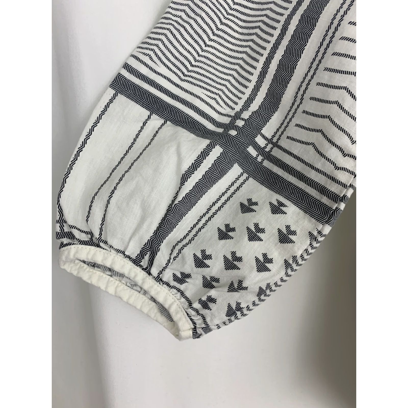 Prana prAna Womens Top Blouse Shirt XS Peasant White Gray 3/4 Sleeve V-Neck Knit Cotton Casual Size XS / US 0-2 / IT 36-38 - 4 Thumbnail