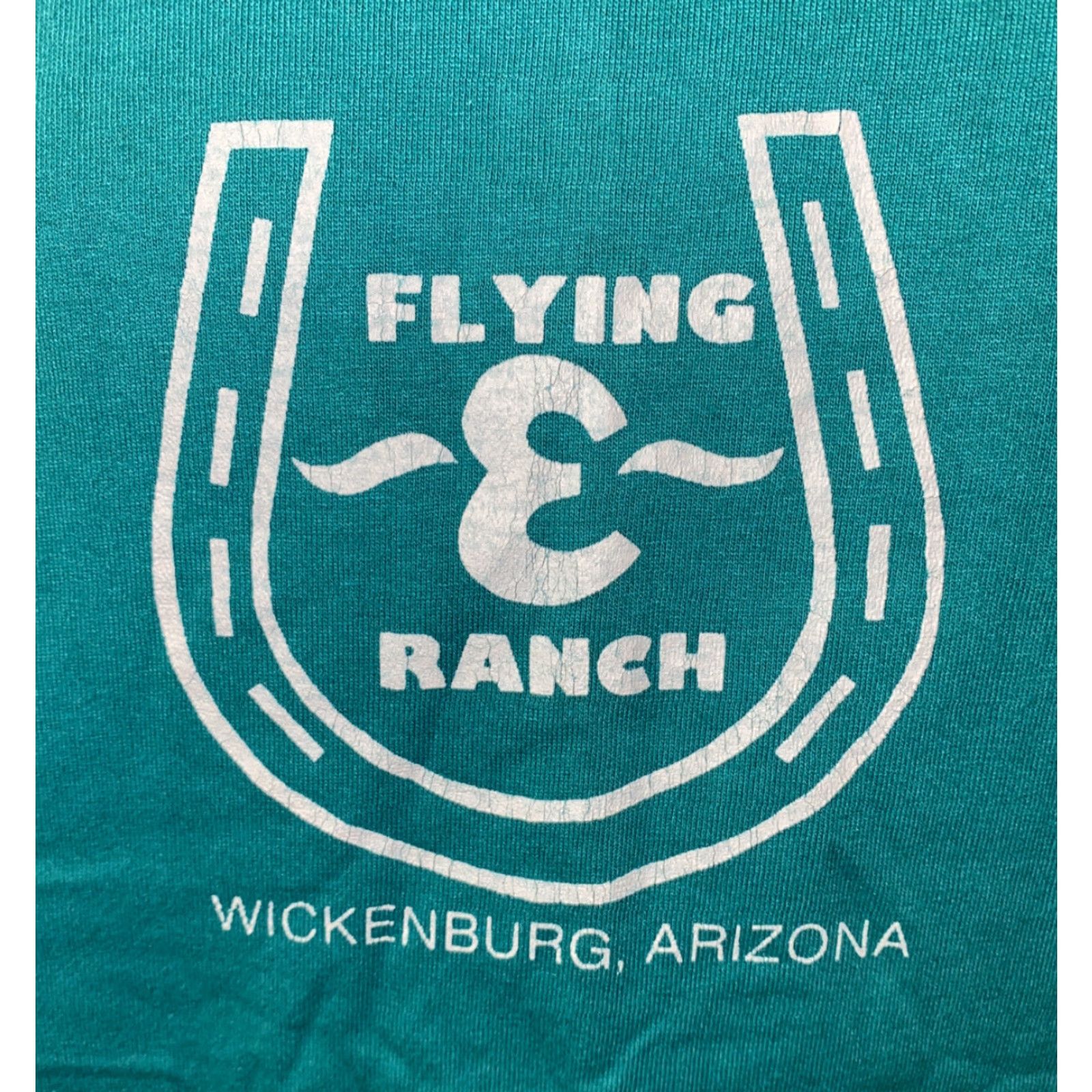 Vintage VTG 1990s Oneita Mens Teal Short Sleeve Flying And Ranch T-Shirt L Men T-Shirt Short Sleeve Teal Flying And Ranch Size US L / EU 52-54 / 3 - 2 Thumbnail