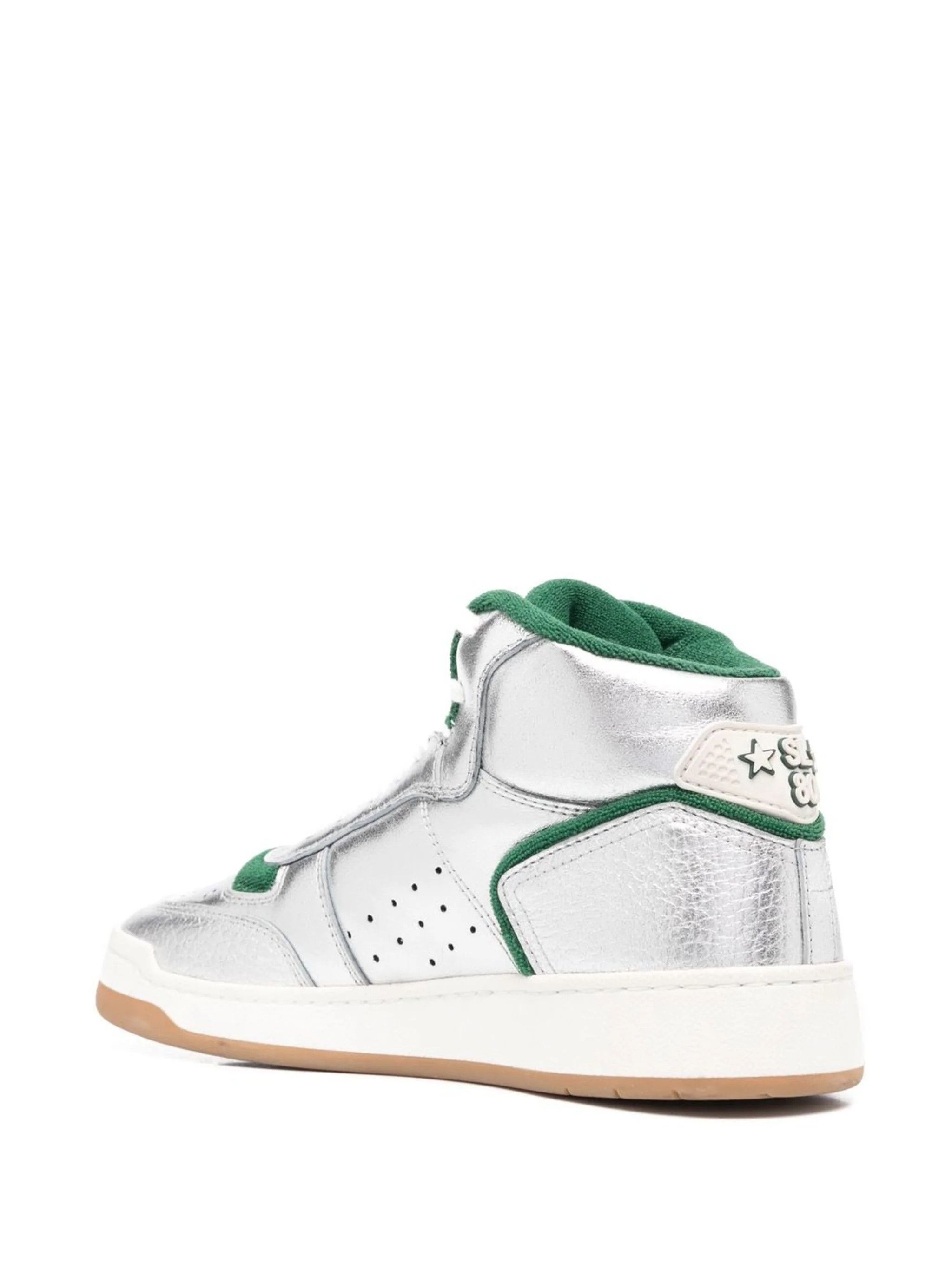Saint Laurent Paris o1b1hav110824 SL/80 Metallic Hi-Top Sneakers in Silver Size US 8 / IT 38 - 3 Thumbnail