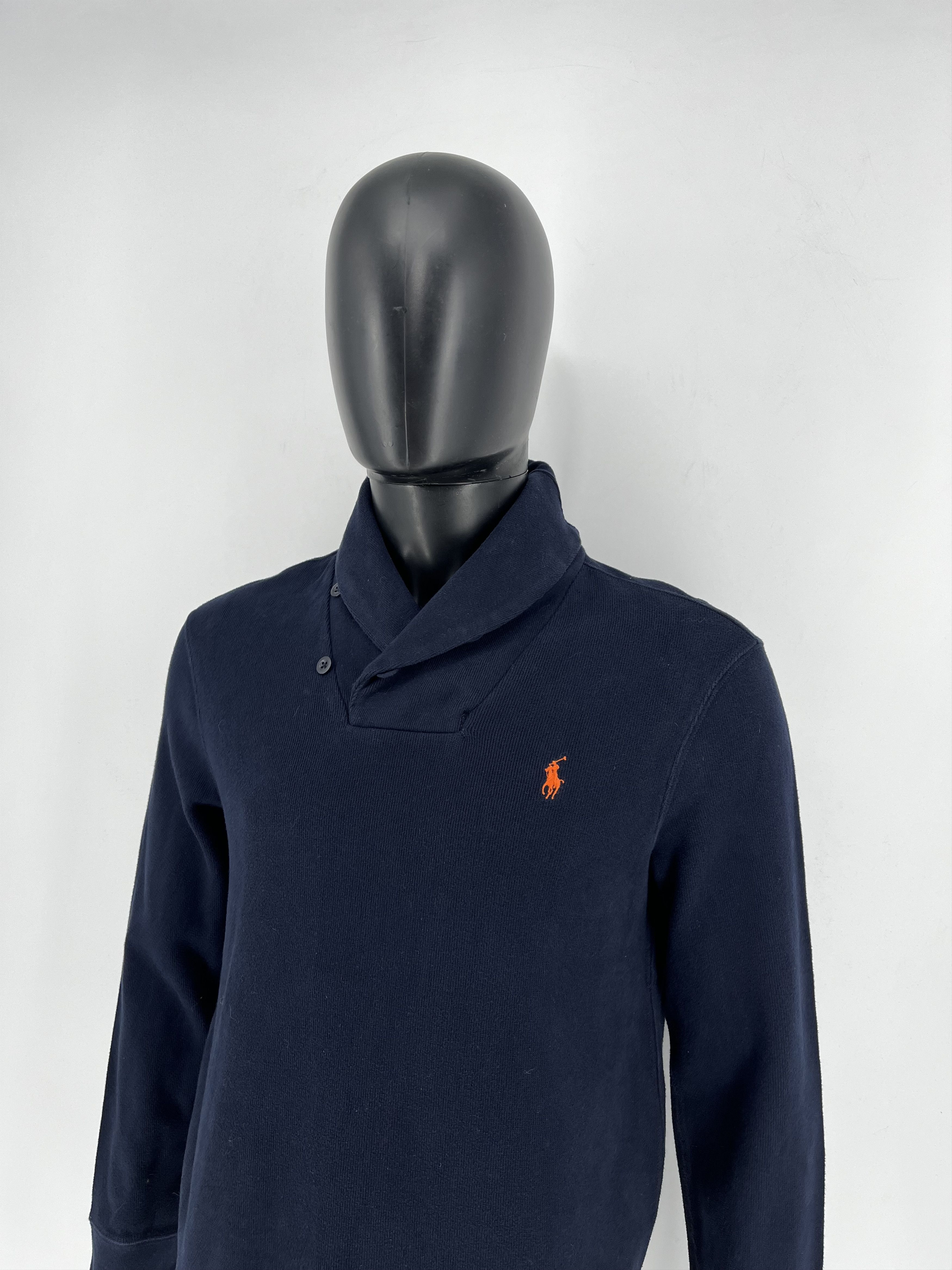 Polo Ralph Lauren × Ralph Lauren × Vintage Retro Polo Ralph Lauren Blue Shawl Collar Sweatshirt Size US M / EU 48-50 / 2 - 4 Thumbnail