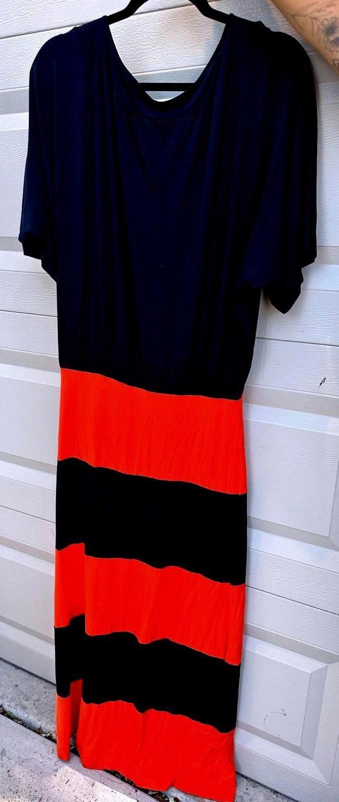 Designer Go Couture Women's Maxi Dress - Navy and Orange Size XL / US 12-14 / IT 48-50 - 1 Thumbnail