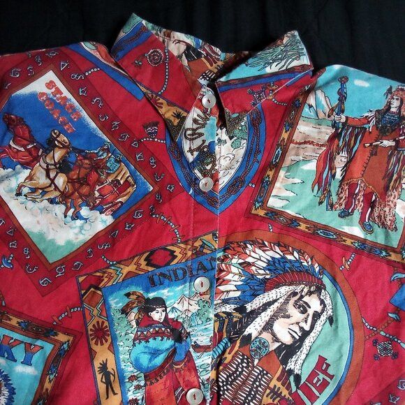 Other Vintage Ideas Unreal Cowboys & Indians West AOP Button Shirt Size US XXL / EU 58 / 5 - 1 Thumbnail