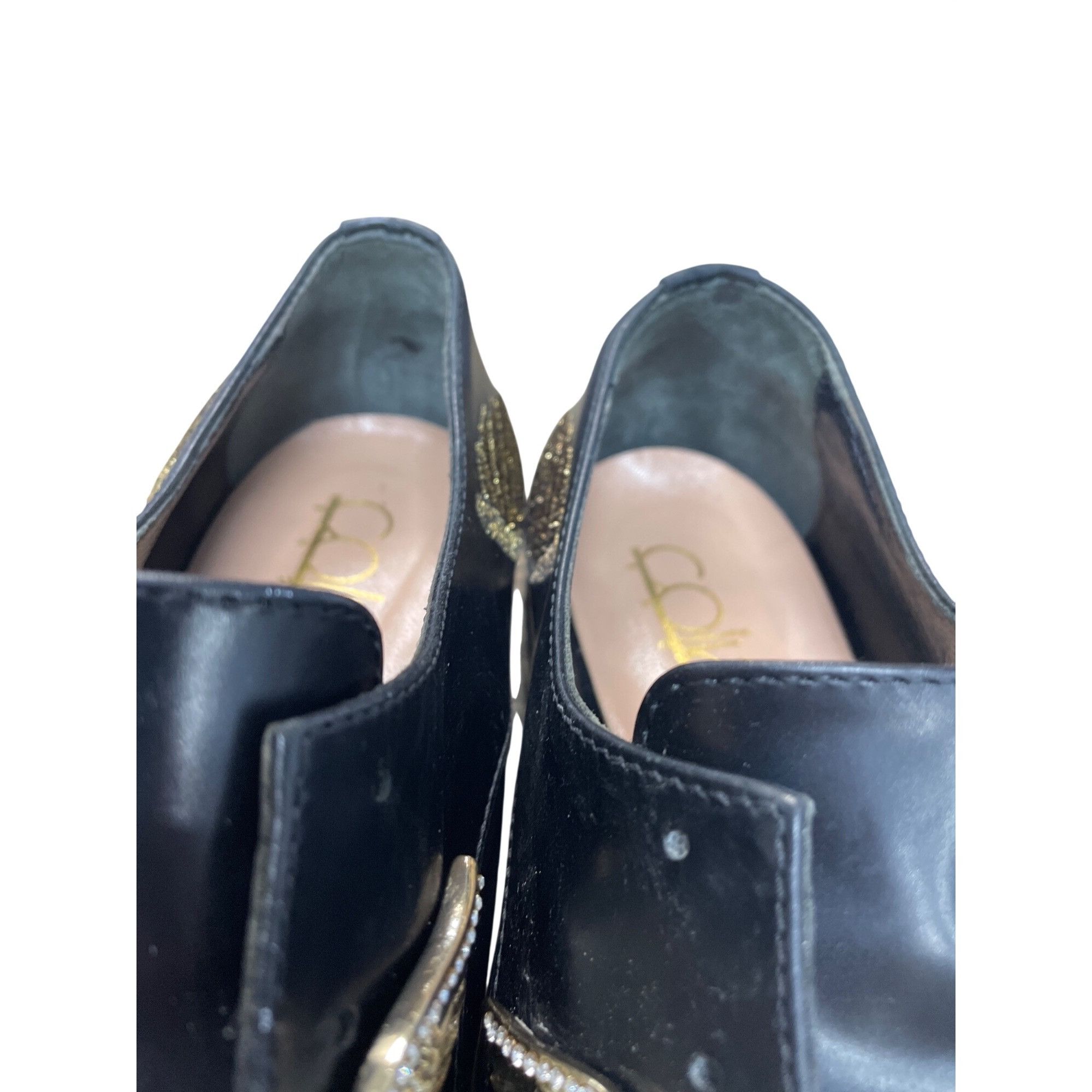Other Coliac Italy made womans Black Leather Wing Pearl Loafers Sz Size US 7 / IT 37 - 12 Thumbnail