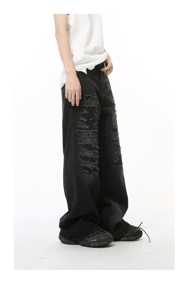 Japanese Brand × Jean Street washed distressed loose versatile wide-leg jeans Size US 32 / EU 48 - 4 Thumbnail