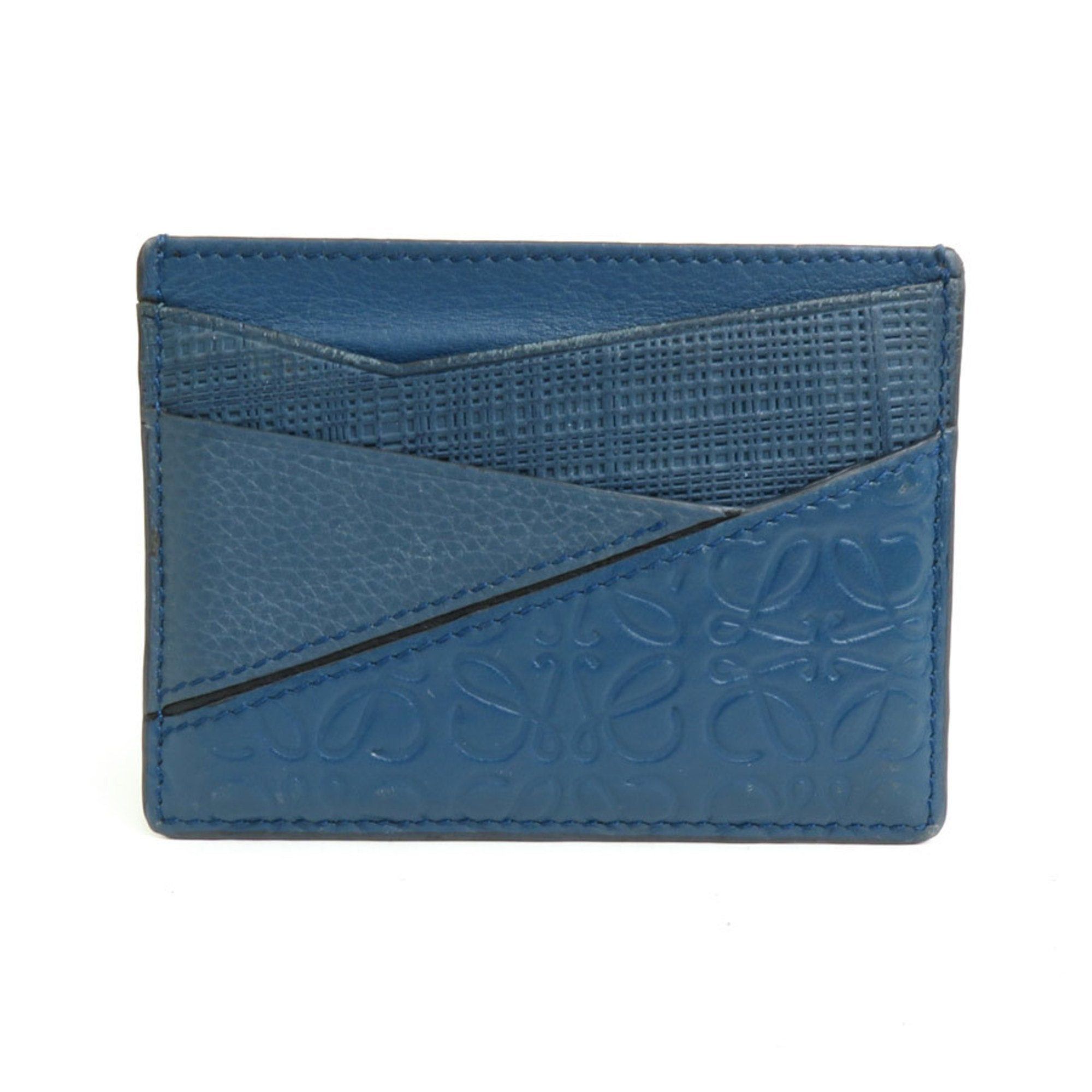image of Loewe Card Case Business Holder Anagram Leather Navy Unisex in Blue, Women's