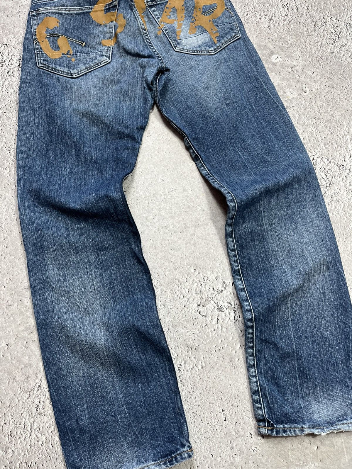 G-Star G-Star RAW Custom Big Logo Denim Jeans Distressed Blue Size US 29 - 3 Thumbnail