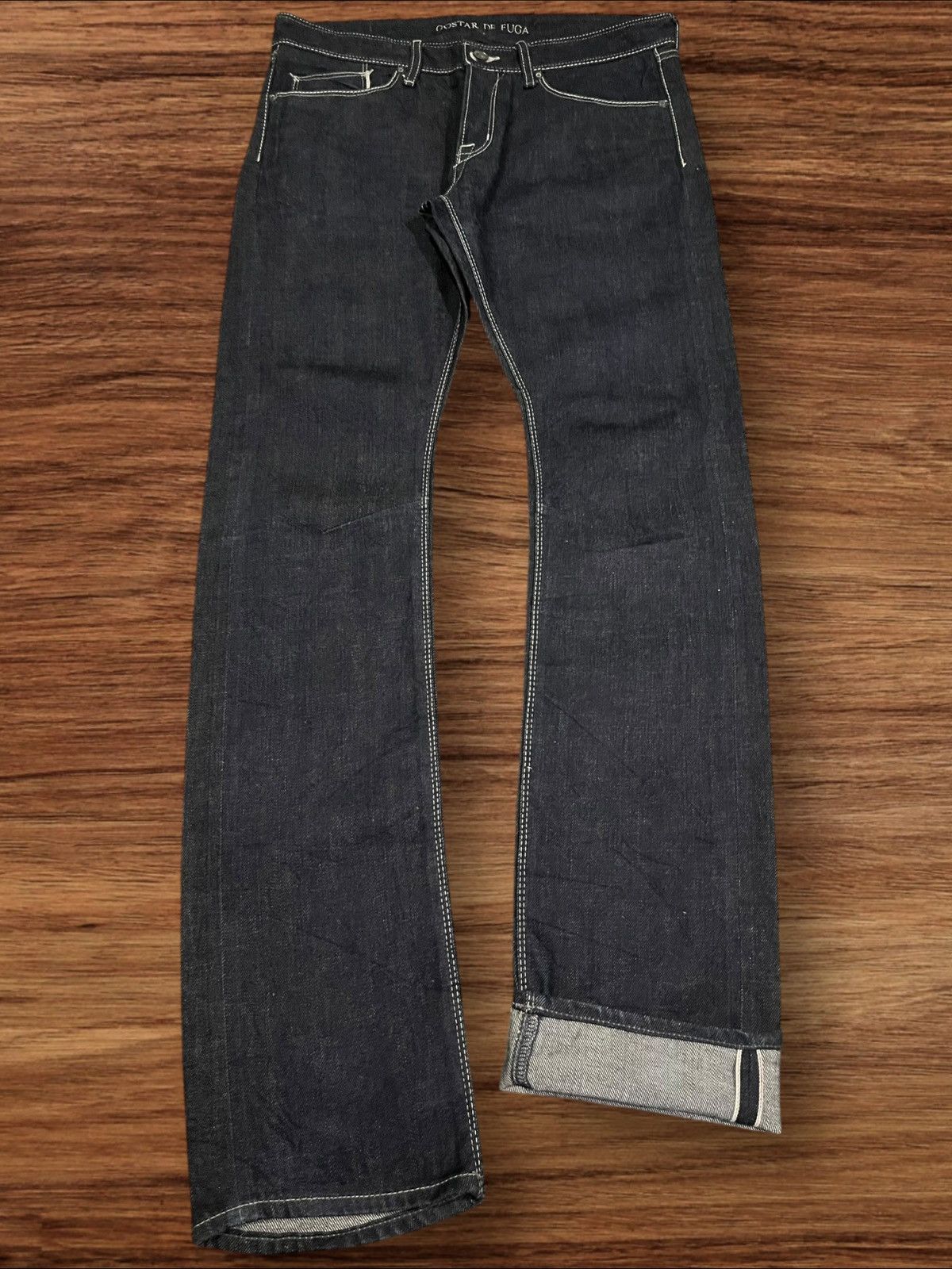 GOSTAR DE FUGA × If Six Was Nine × Le Grande Bleu (L.G.B.) Japanese Gostar De Fuga Dark Washed Selvedge Button Fly Jean Size US 32 / EU 48 - 2 Thumbnail