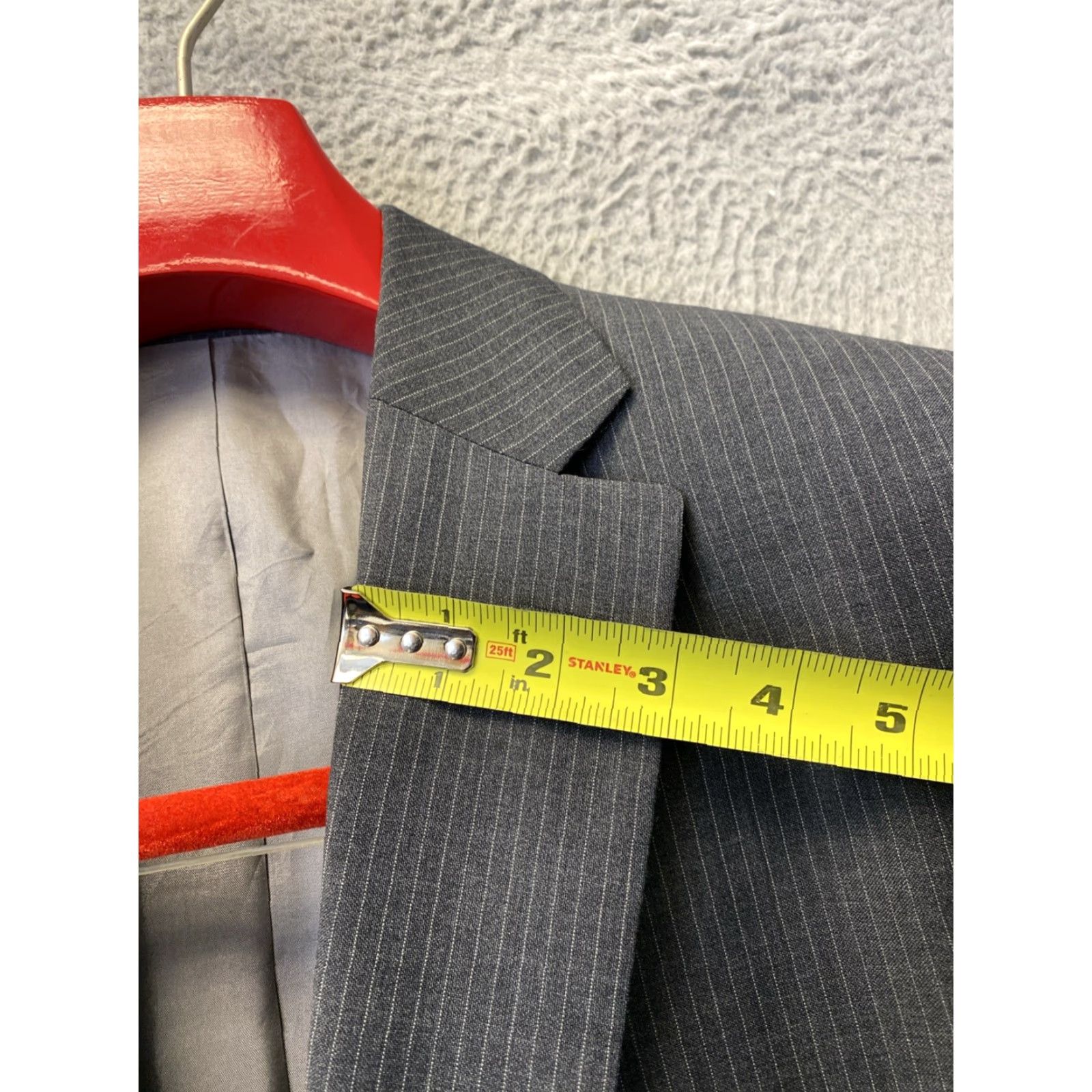 Hugo Boss HUGO BOSS Gray Striped Slim Fit Blazer Jacket 42L Regular Tuxedo Sports Coat Mens Size 42L - 7 Thumbnail