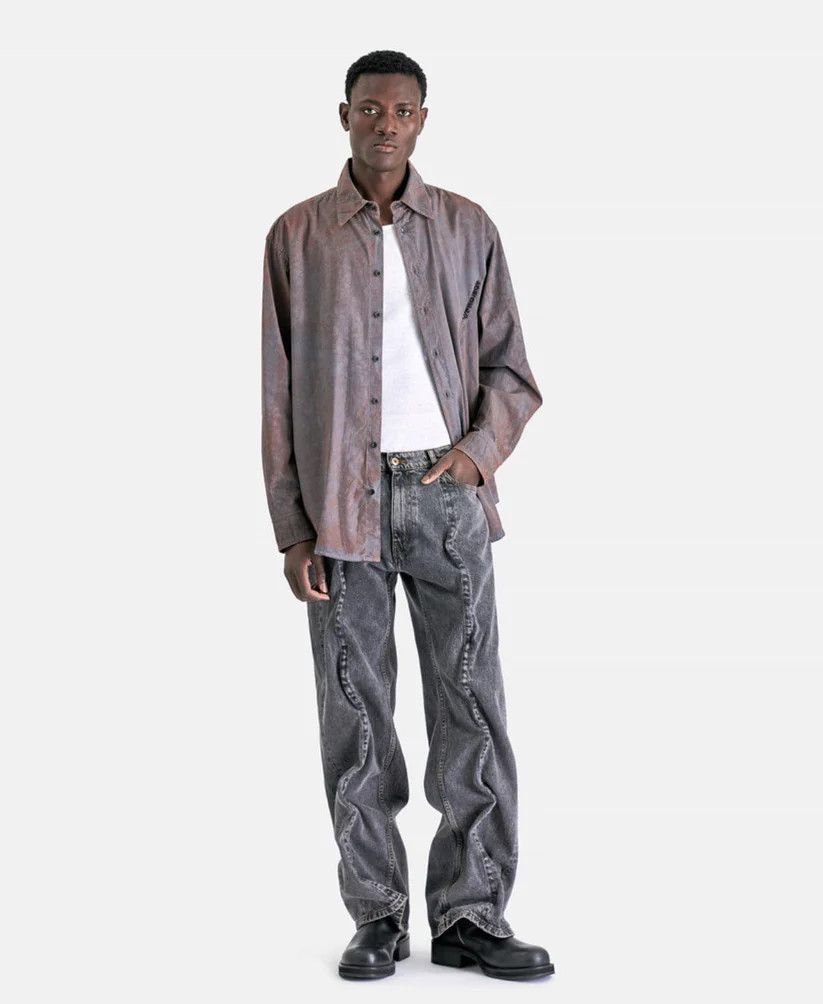 Y/Project o1s1v1r1oon0925 Pinched Logo Overshirt in Grey/Dust Size US XL / EU 56 / 4 - 4 Thumbnail
