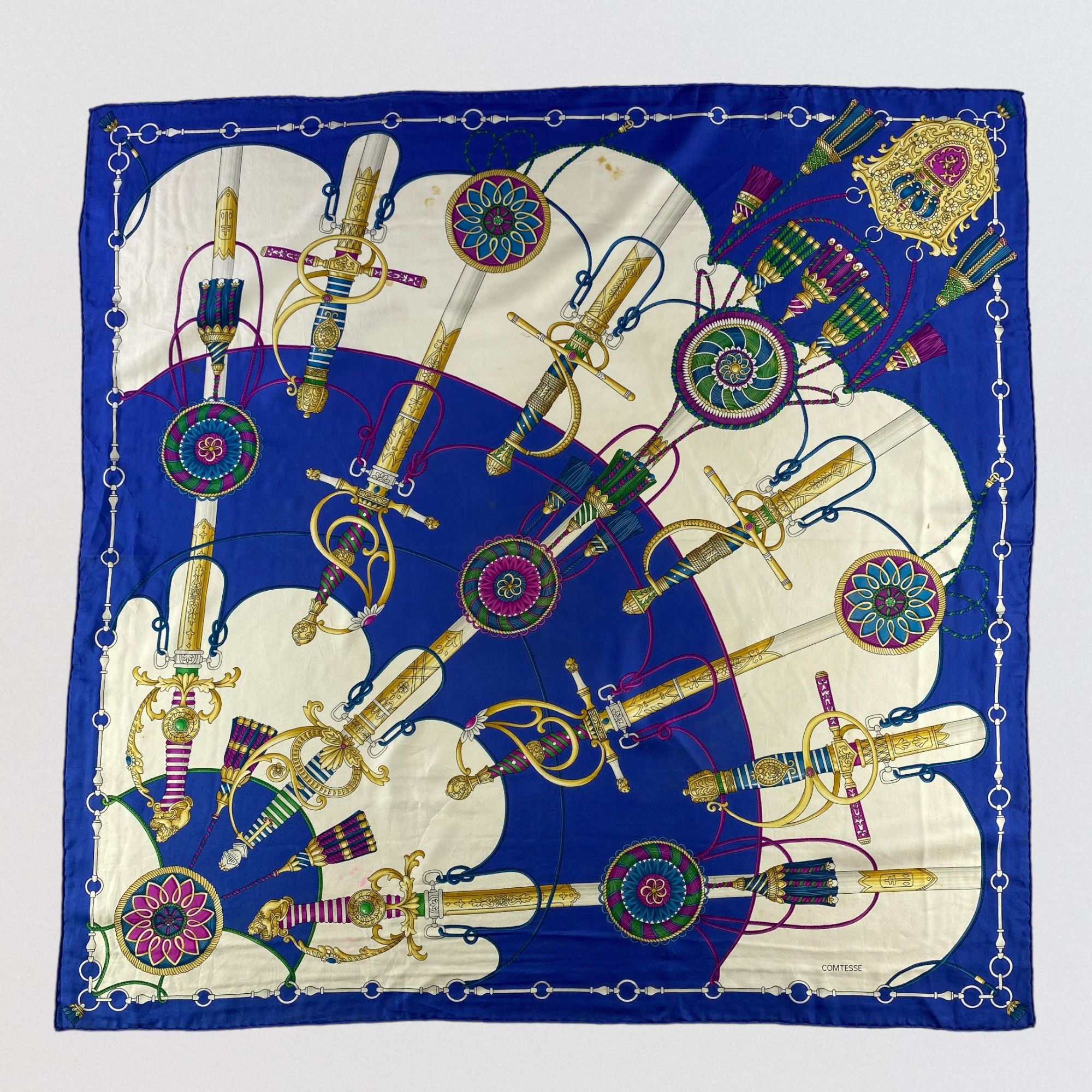 Vintage Vintage Italian Comtesse Silk Scarf SS038 Size ONE SIZE - 1 Thumbnail