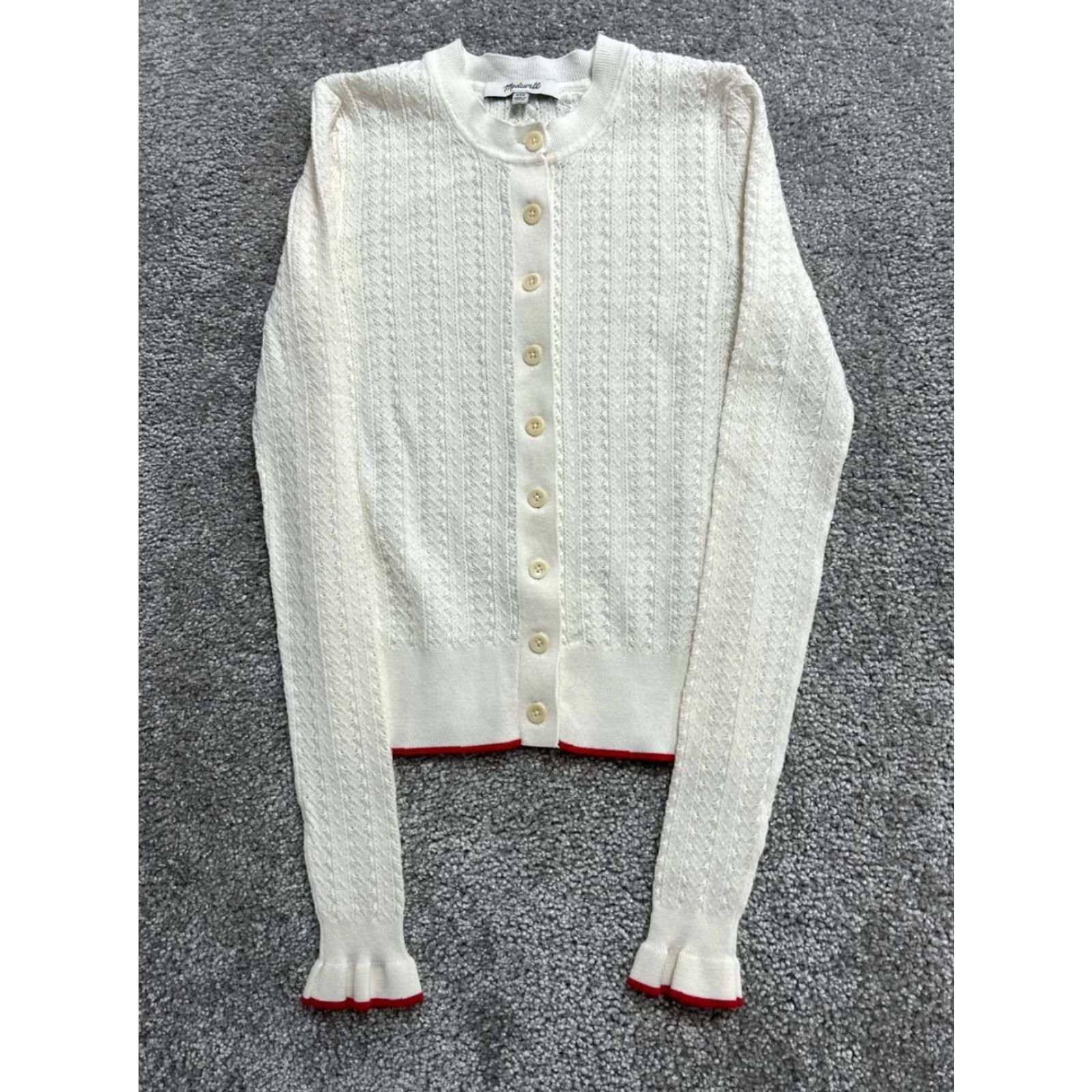 Madewell Madewell Cardigan Sweater Womens XXS Beige Open Knit Button Front Shirt Size XXS / US 00 / IT 34 - 2 Thumbnail