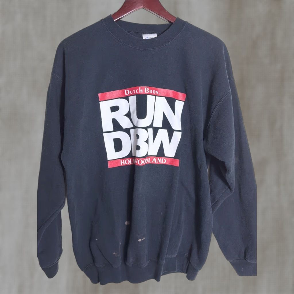 Vintage VINTAGE Port And Company Sweatshirt Black Pullover Men L Hollywoodland Dutch Bros run Dbw Stained Size US L / EU 52-54 / 3 - 1 Thumbnail