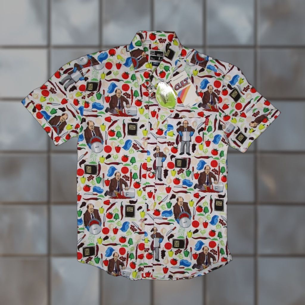 Vintage RSVLTS x Office Shirt Mens Large White Button Up AOP Kevin Chili Kunuflex Size US L / EU 52-54 / 3 - 1 Thumbnail