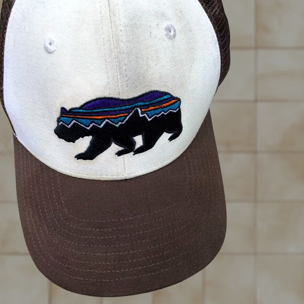 Patagonia PATAGONIA Bear Logo Trucker Hat Men's Snapback Brown Adjustable Cap One Size Brown Hat Mens Trucker Cap Size ONE SIZE - 1 Thumbnail