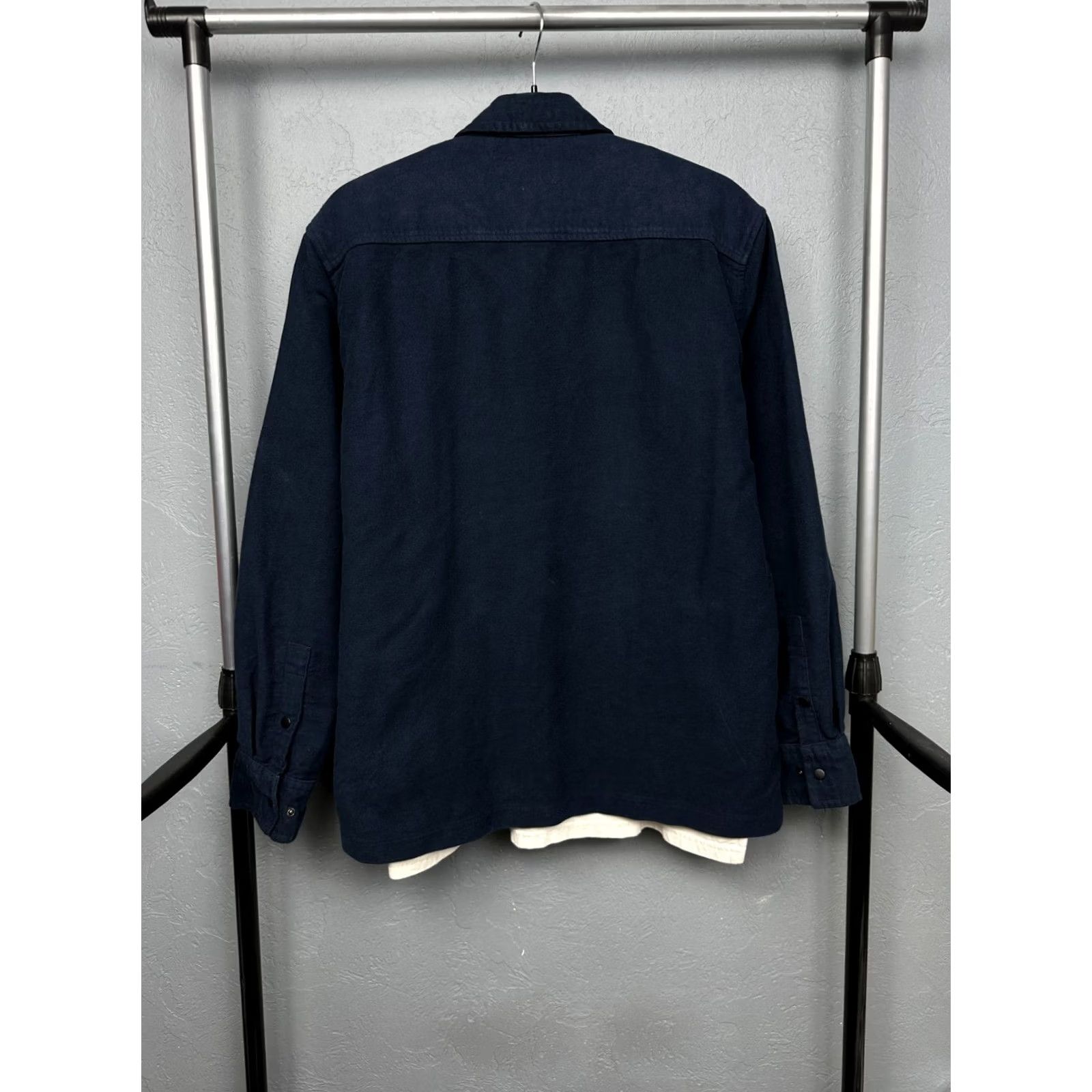 Folk Folk Mens Overshirt Jacket Heavy Cotton Flannel Shirt Size L Blue Button-Up Shirt Mens Regular Size L Stephen Folk Overshirt Jacket External Size US L / EU 52-54 / 3 - 5 Thumbnail