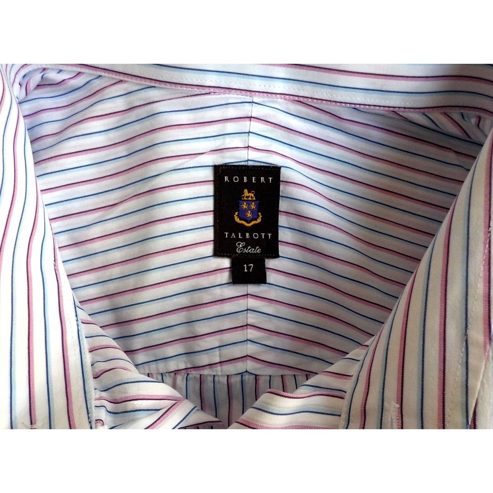 Robert Talbott VINTAGE Robert Talbott LS Striped Shirt 17 White Pink Blue Men Shirt Long Sleeve Size 17 Regular Cotton Size US XL / EU 56 / 4 - 5 Thumbnail