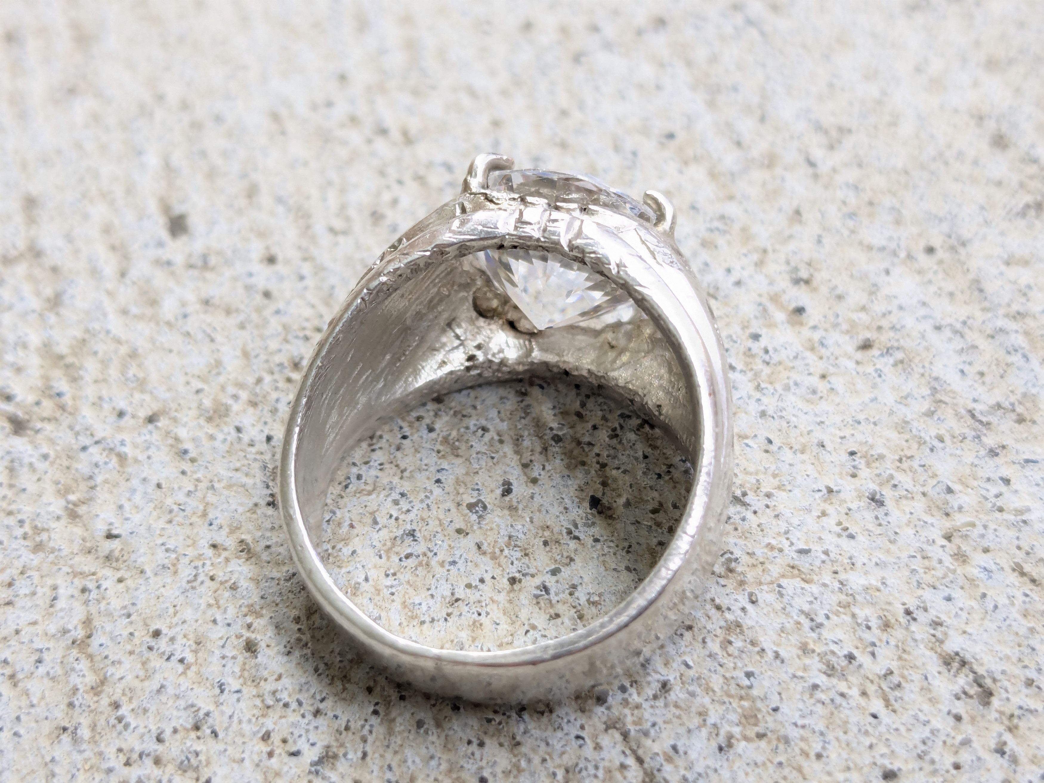 Jewelry Vintage Sterling Silver Ring CZ Round 8.75 Clear Size ONE SIZE - 6 Thumbnail