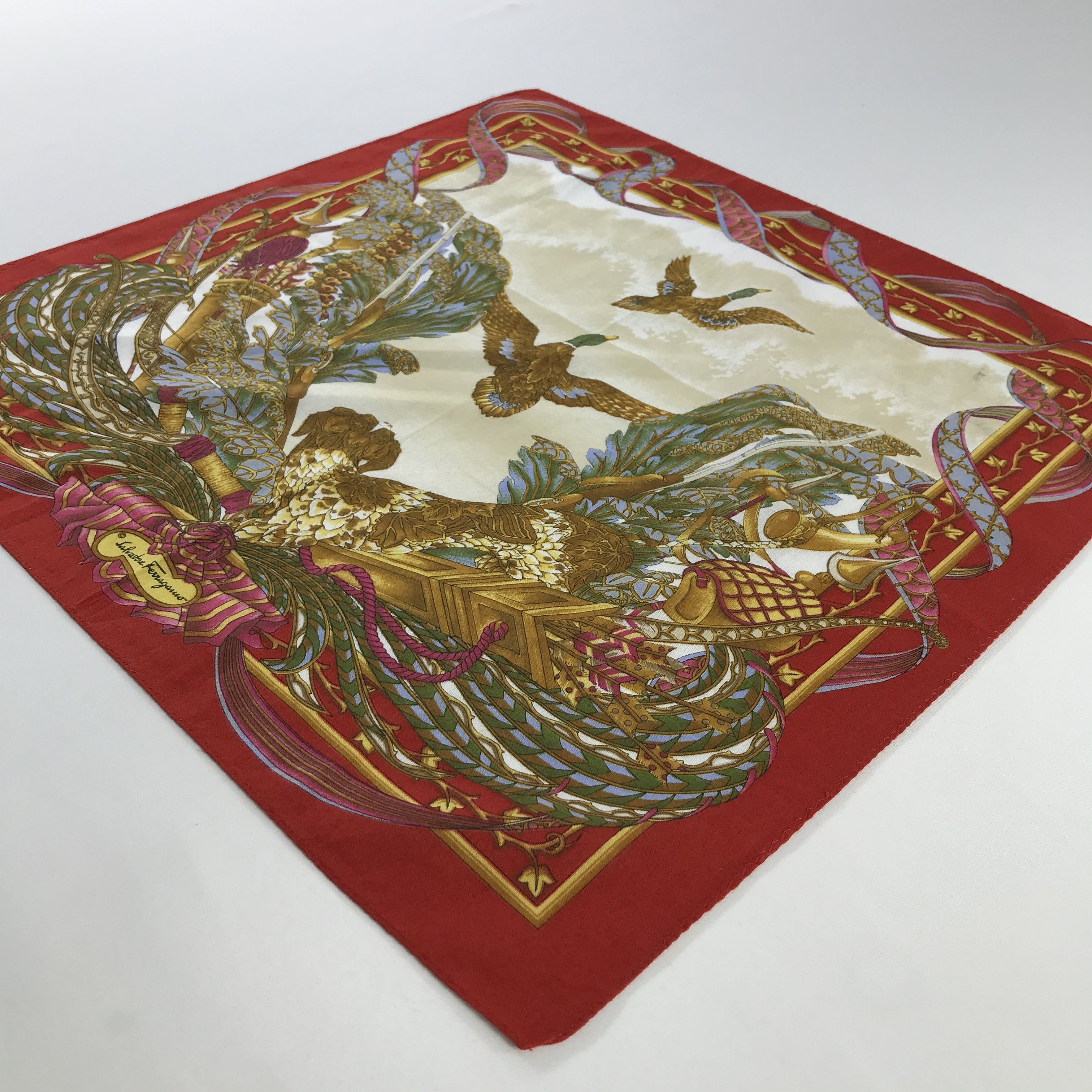 Salvatore Ferragamo × Vintage Salvatore Ferragamo Bandana / Handkerchief/Neckerchief -S967 Size ONE SIZE - 2 Thumbnail