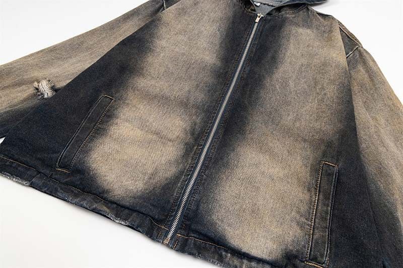 Other Retro Y2k Washed Distressed Hip Hop Hooded Denim Jacket Size US XL / EU 56 / 4 - 5 Thumbnail