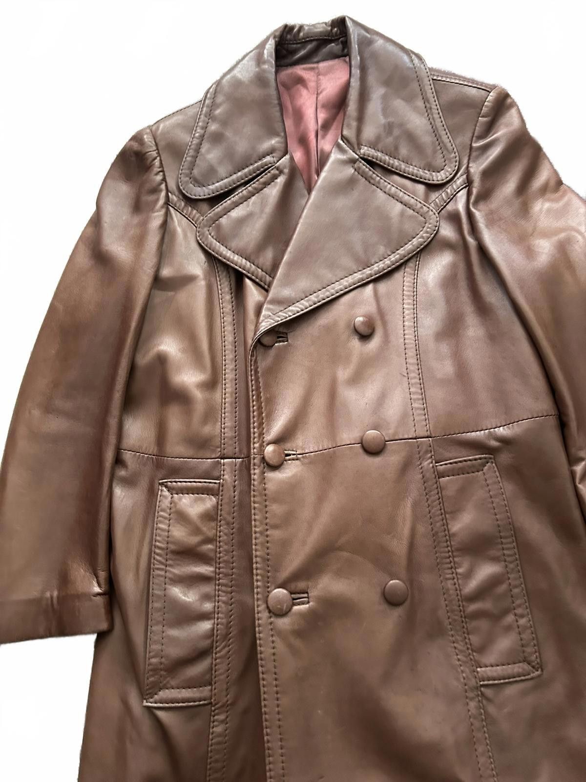 Unknown London Vintage 70s Leather Double-Breasted Trench Coat Size US L / EU 52-54 / 3 - 2 Thumbnail
