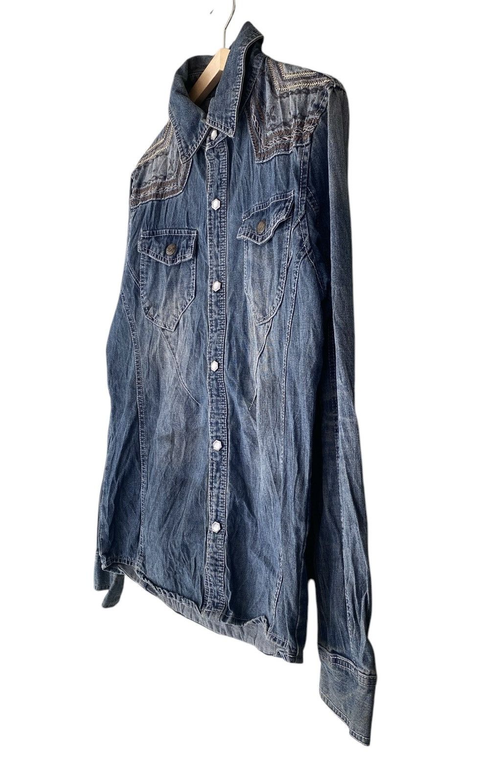 If Only Was True × In The Attic Rare IN THE ATTIC Pearl Snap Button Denim Shirt Size US L / EU 52-54 / 3 - 10 Thumbnail