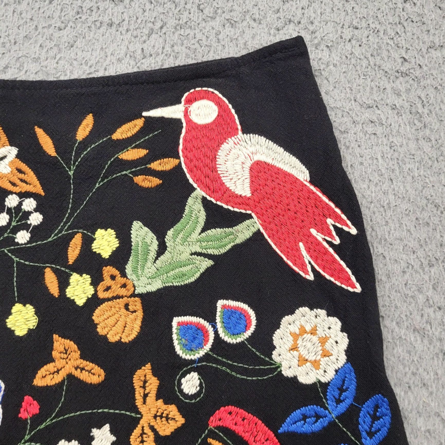 Vintage UMGEE Floral Embroidered Skirt Women’s Size Small Boho Mini Black Red Birds Skirt Mini Bohemian Festival Women Size 28" / US 6 / IT 42 - 6 Thumbnail