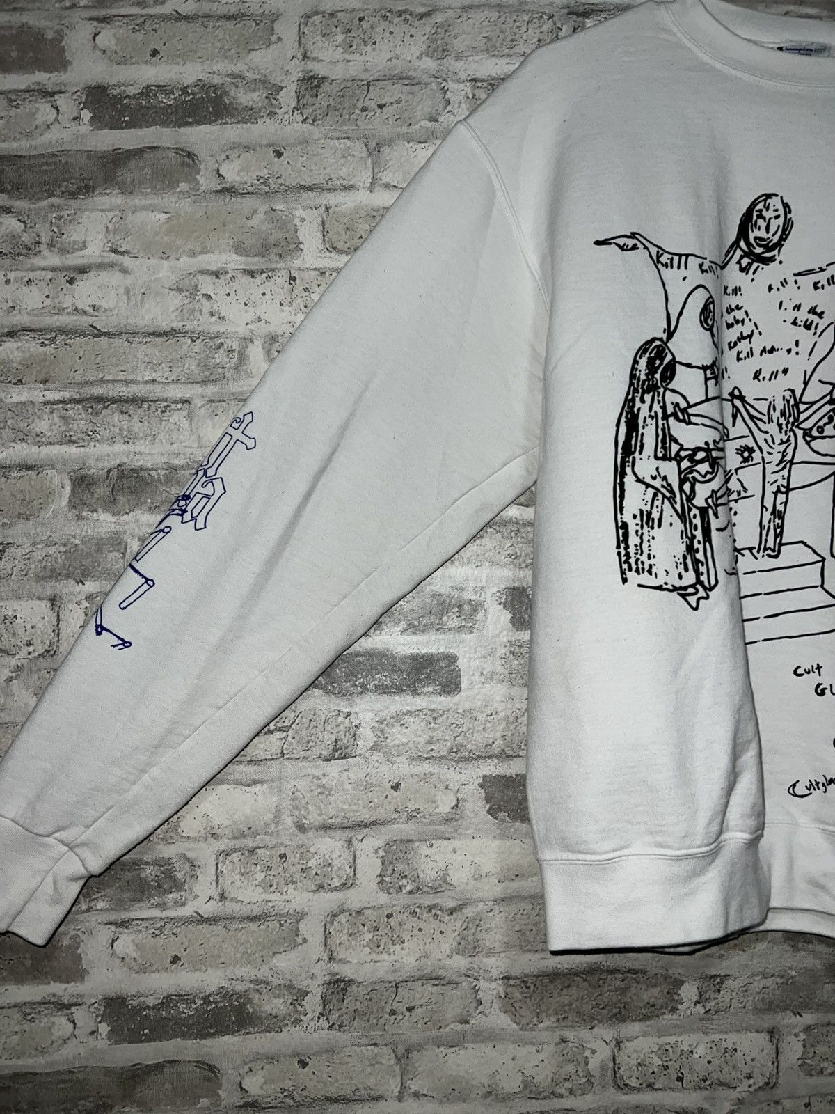 G59 Records CULT GLORIA - DRAWINGS CHAMPION CREWNECK (WHITE) MEDIUM Size US M / EU 48-50 / 2 - 5 Thumbnail