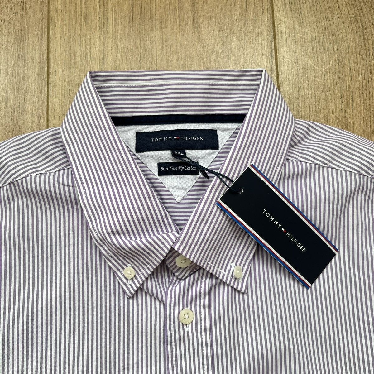 Tommy Hilfiger Vintage Tommy Hilfiger 80’ Two Ply Cotton Shirt (Size 3XL) Size US XXL / EU 58 / 5 - 4 Thumbnail