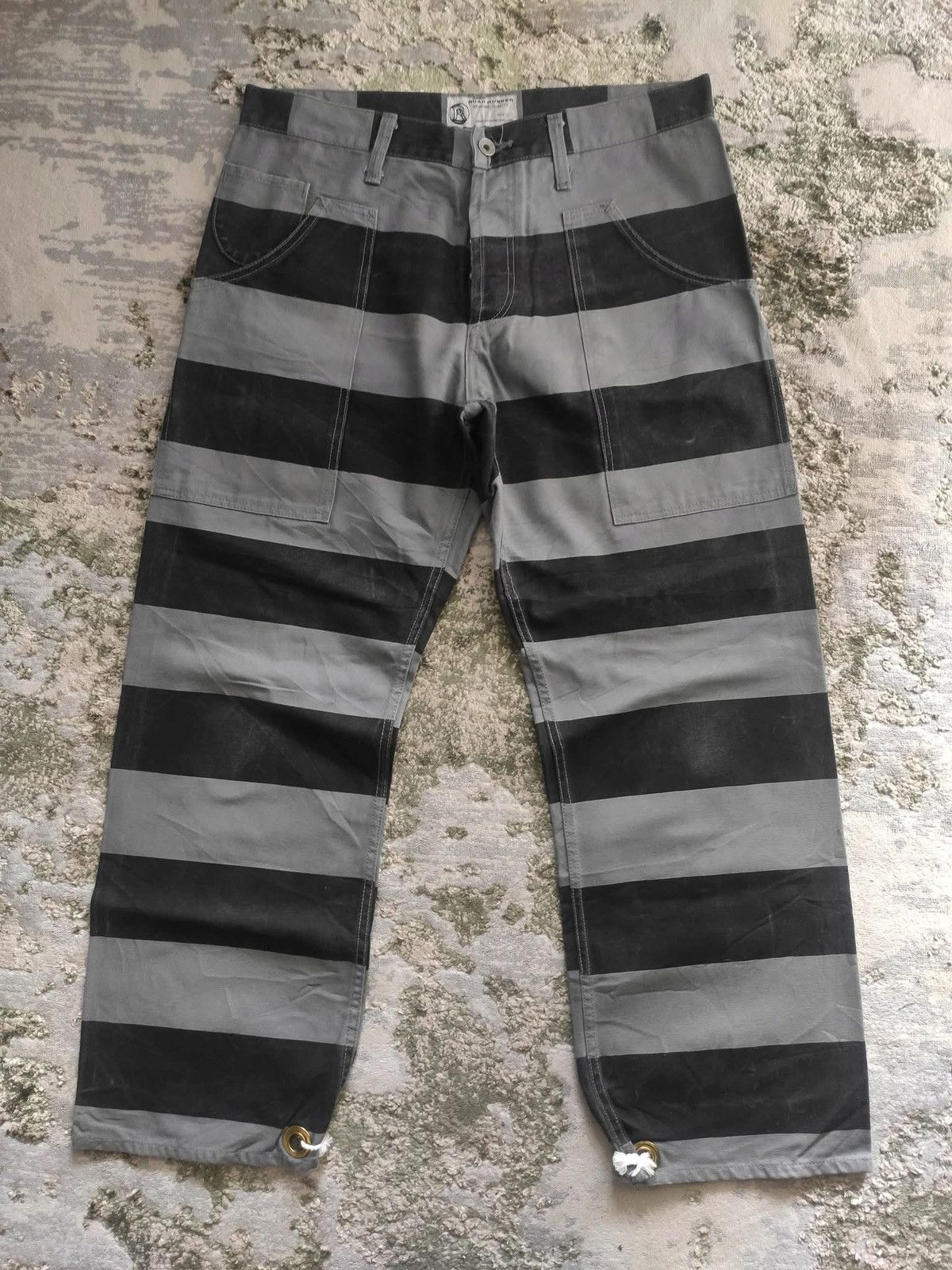Japanese Brand 💥Biker Style💥Road Runner Prisoner Stripe Sturdy Pant F469 Size US 33 - 12 Thumbnail