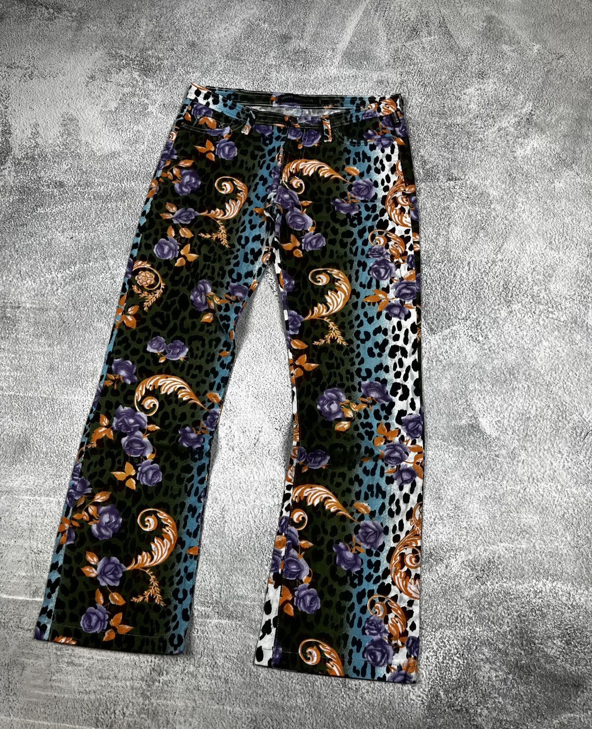 Versace Jeans Couture Gianni Versace Bold Multi-Color Leopard with Floral Print Size 28" / US 6 / IT 42 - 3 Thumbnail