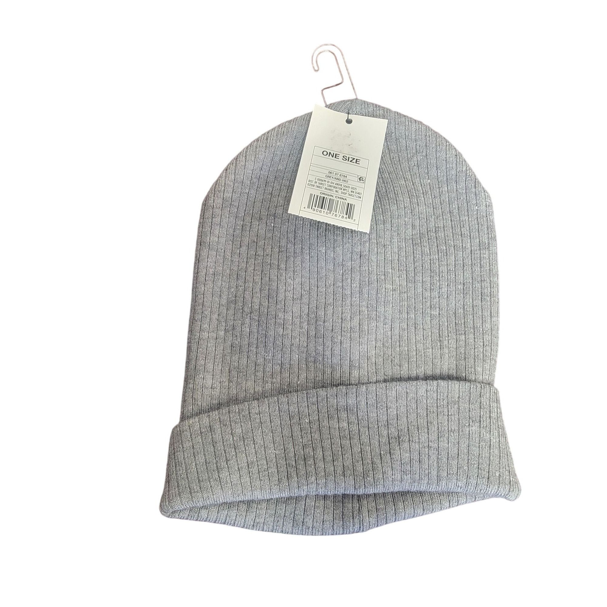 Other Ribbed Light Gray Knit Beanie Hat One Size Unisex Polyester/ Size ONE SIZE - 1 Thumbnail