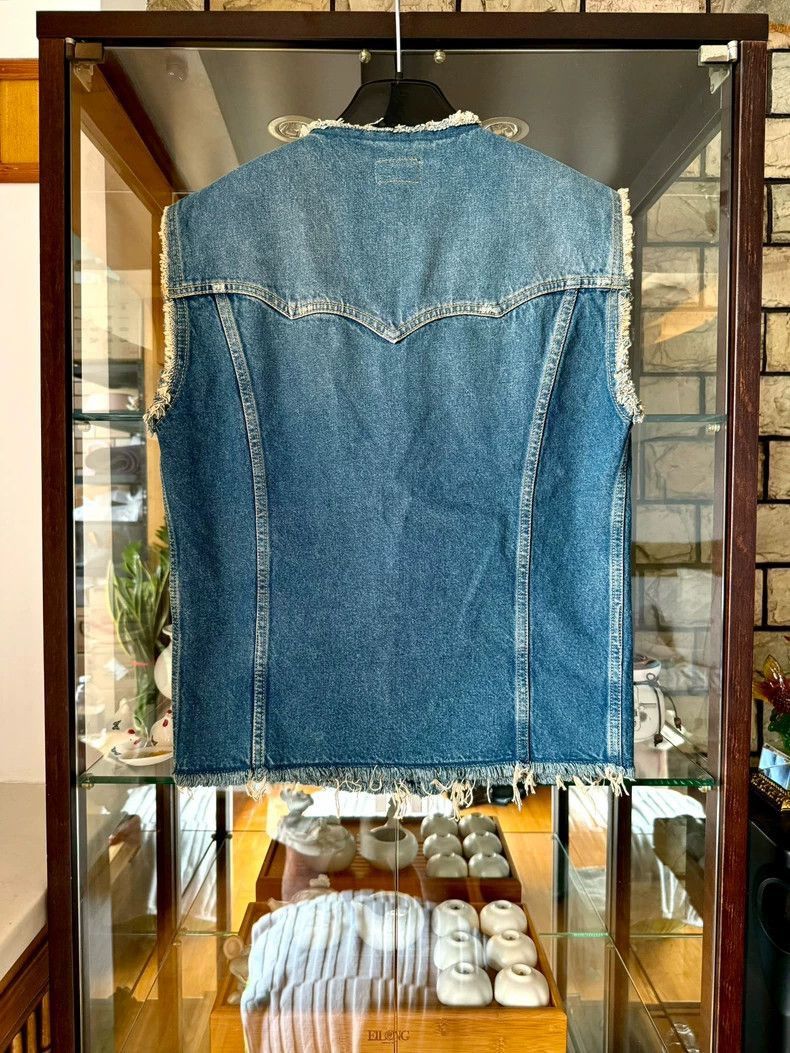 Saint Laurent Paris Saint Laurent Paris Saint Laurent Blue Denim Frayed Vest-2 Size US M / EU 48-50 / 2 - 4 Thumbnail