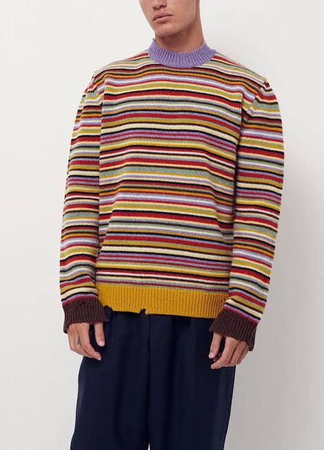 Marni Marni Multicolour Striped Distressed Knit Sweater Size US M / EU 48-50 / 2 - 1 Thumbnail