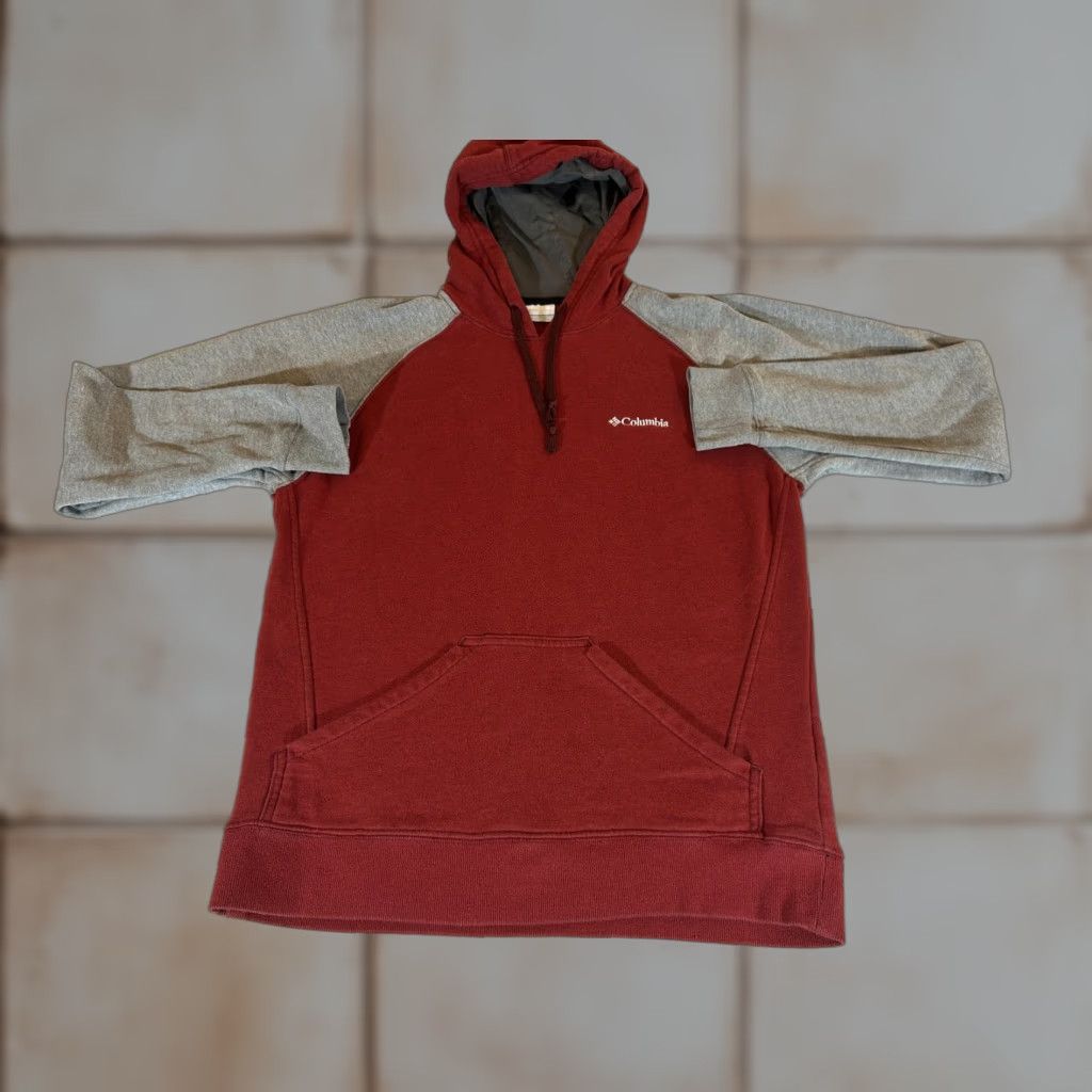 Vintage Columbia Hoodie Mens Small Pullover Sweatshirt Red Gray Hart Mountain II Fleece Size US S / EU 44-46 / 1 - 1 Thumbnail