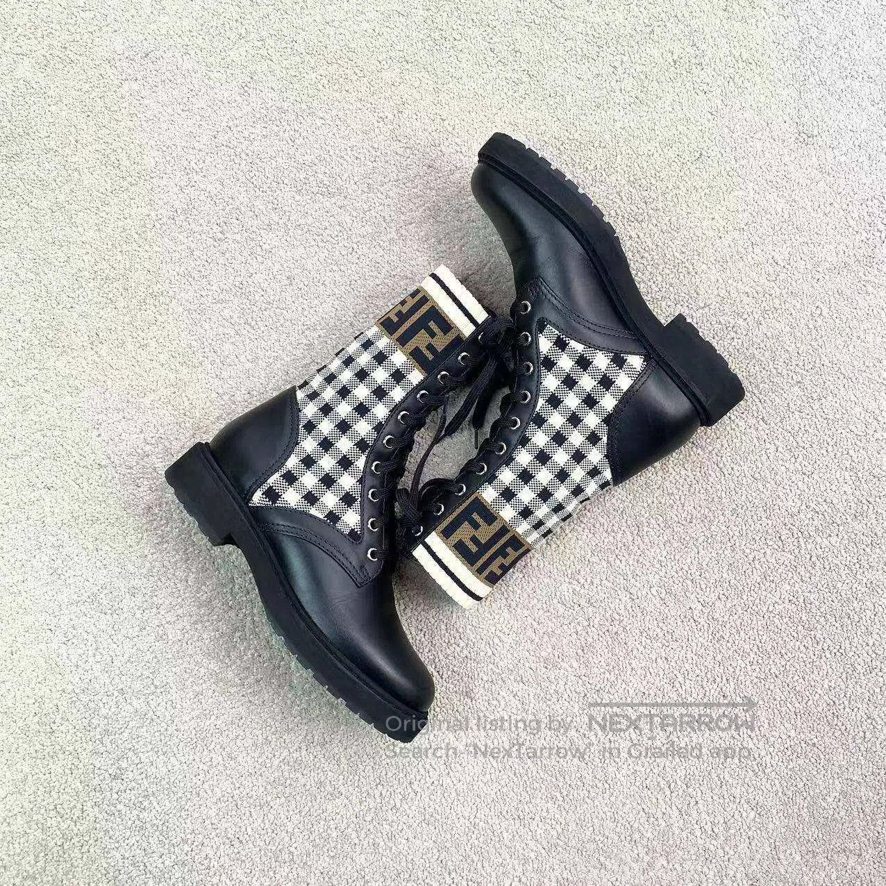 Fendi Fendi Presby-plaid spliced mid-leg boots| Size US 4.5 / IT 34.5 - 4 Thumbnail