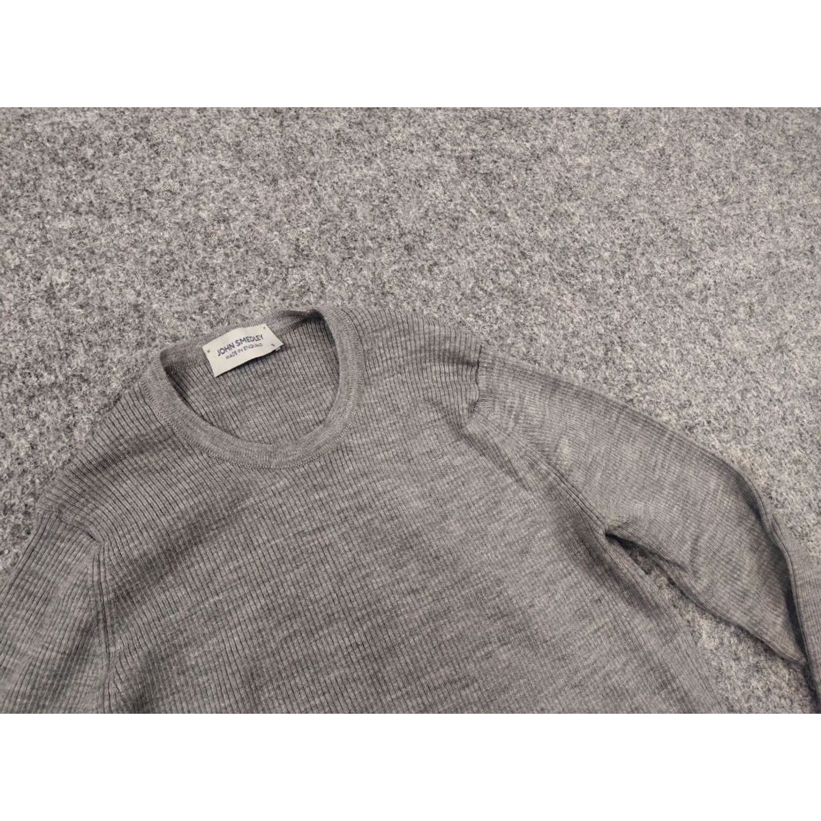 John Smedley John Smedley England light elastic ribbed gray Crewneck Wool Sweater Long sleeve Mens S Wool Gray Crewneck 1960s? Size US S / EU 44-46 / 1 - 3 Thumbnail