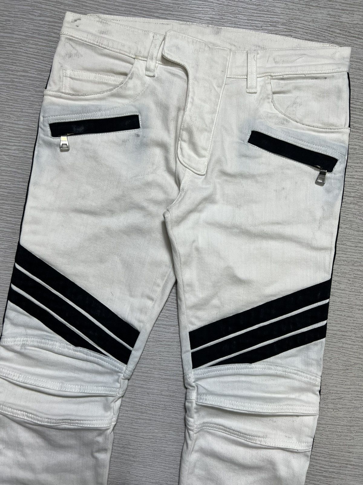 Balmain Balmain - S/S 15’ - White/Black Biker Jeans Size US 29 - 5 Thumbnail
