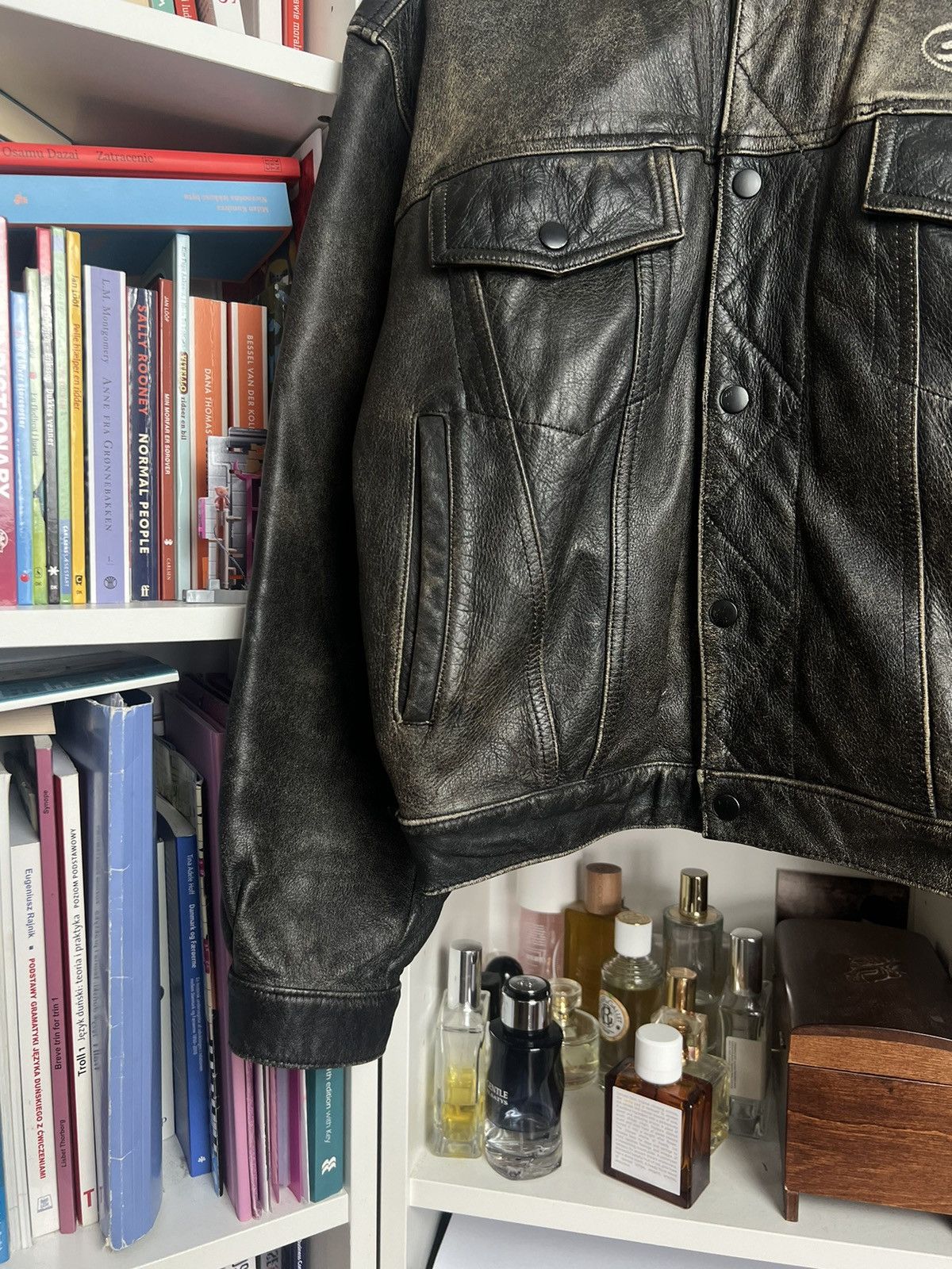 Other Vintage y2k cropped boxy avantharde leather moto biker jacket Size US L / EU 52-54 / 3 - 5 Thumbnail