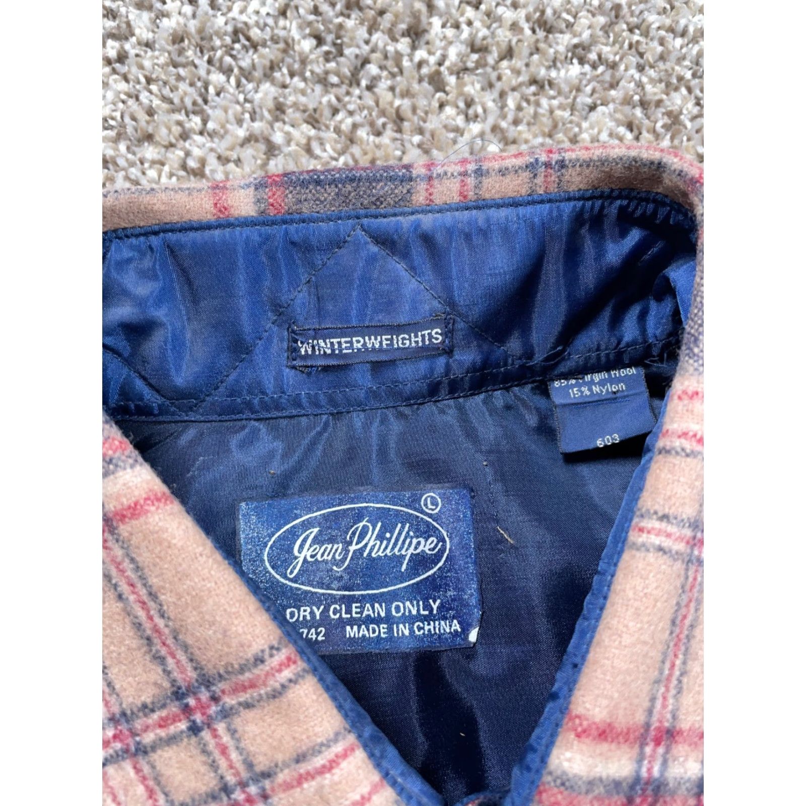 Vintage Jean Phillipe Wool Flannel Shirt Large Beige Blue Plaid Button-Up Long Sleeve Casual Mens Size US L / EU 52-54 / 3 - 4 Thumbnail
