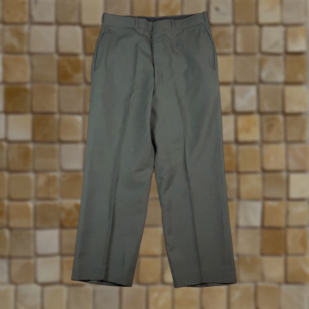 Vintage VINTAGE 80s Army Wool Dress Trousers Men’s Size 34x29 Green Cotton Wool Military Straight Leg Pants Size US 34 / EU 50 - 1 Thumbnail
