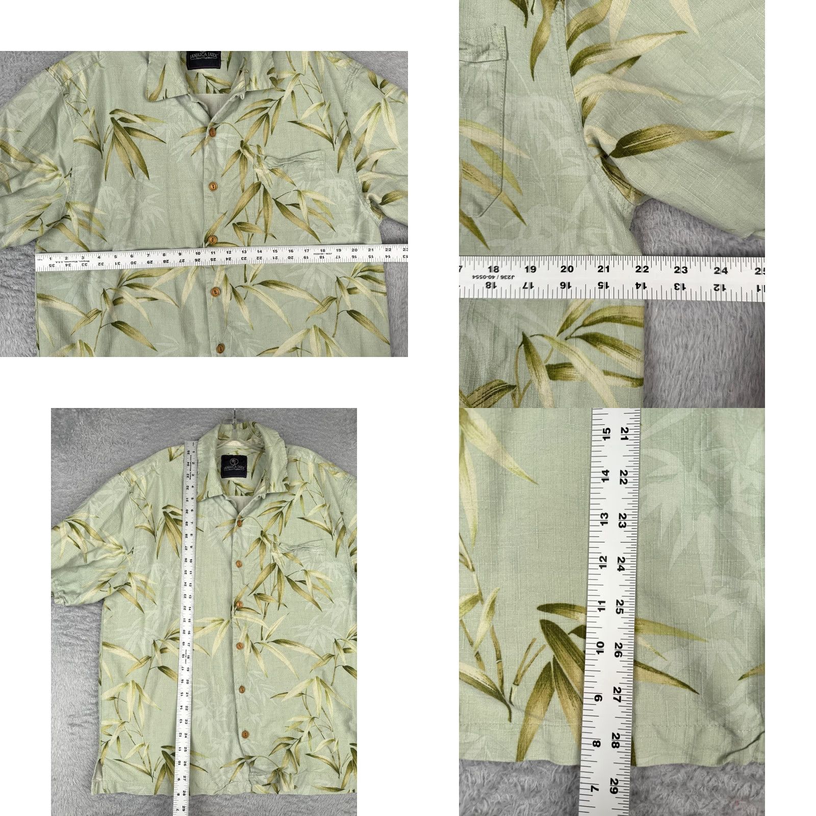 Vintage Jamaica Jaxx Shirt Men Large Green Leaf Floral Hawaiian 100% Silk Button Up Size US L / EU 52-54 / 3 - 8 Thumbnail