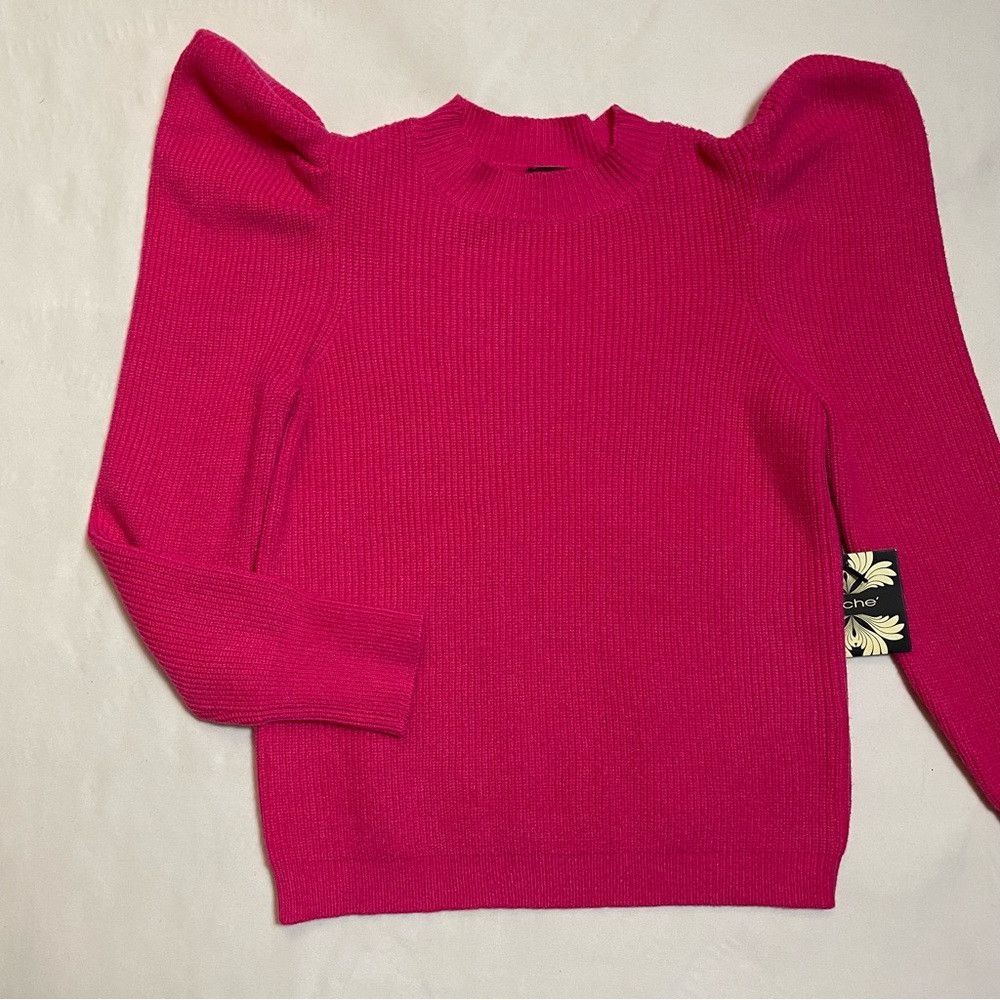 Other NWT New Cliche Puff Sleeve Hot Pink Sweater Size M Size M / US 6-8 / IT 42-44 - 4 Thumbnail