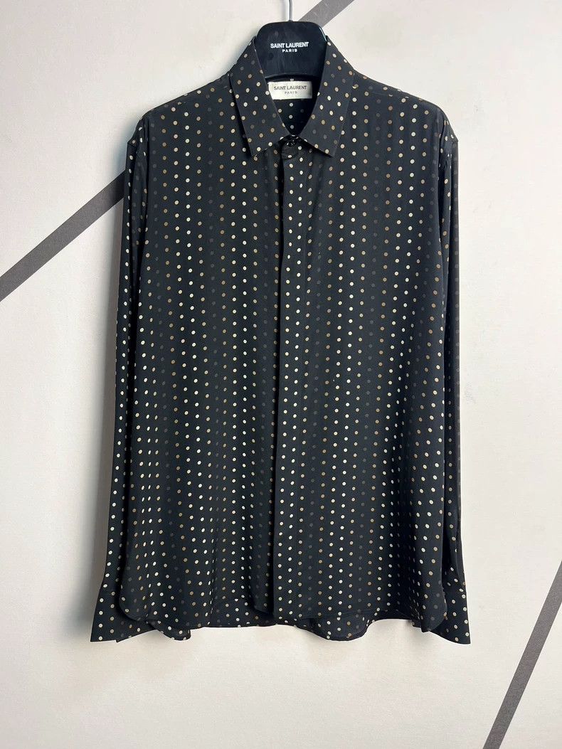 Saint Laurent Paris Saint Laurent Silk Polka Dot Button-Up Shirt Size US M / EU 48-50 / 2 - 1 Thumbnail