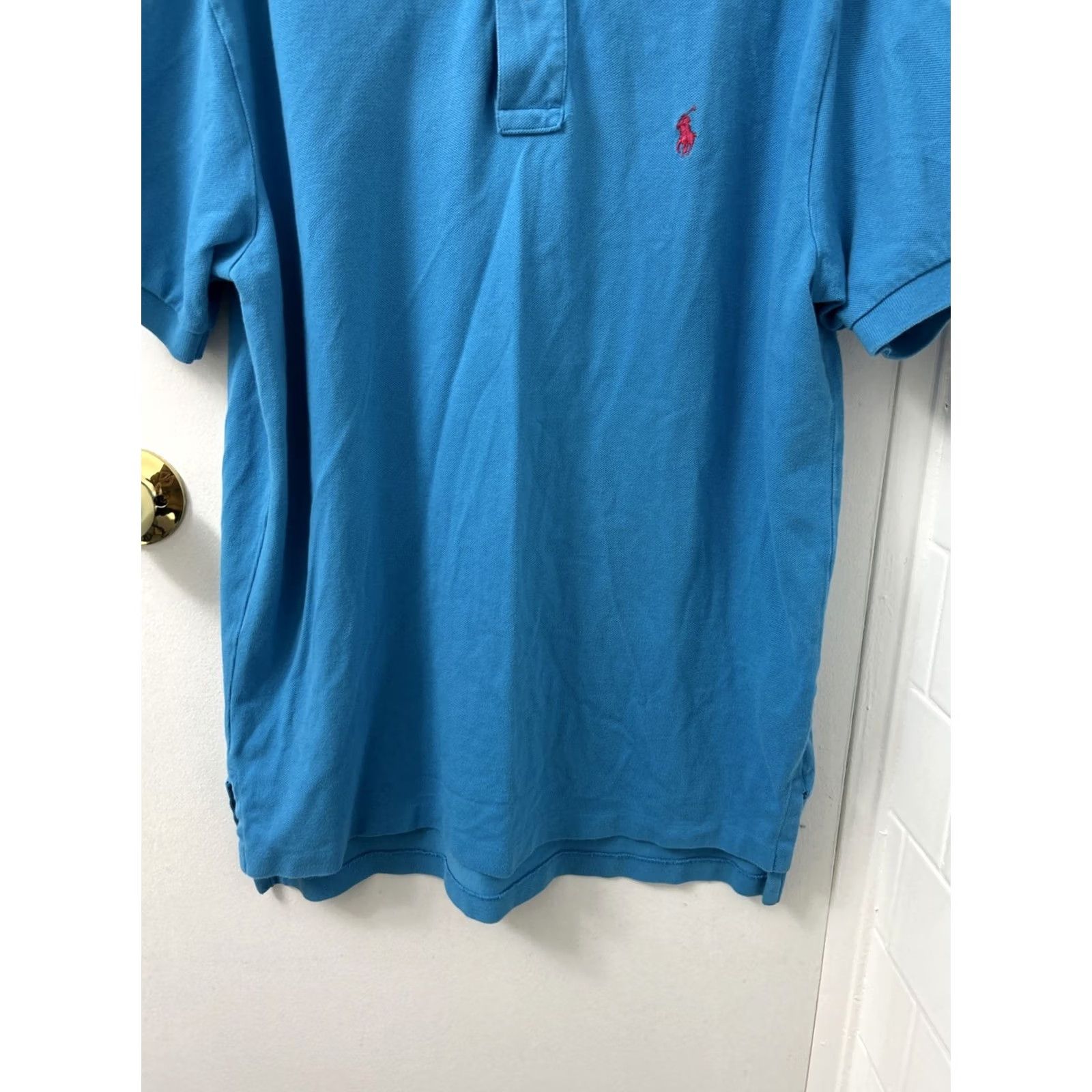Polo Ralph Lauren VINTAGE Polo Ralph Lauren Shirt Mens Large Blue Cotton Pink Pony Short Sleeve Polo Shirt L Mens Women's? Size US L / EU 52-54 / 3 - 3 Thumbnail