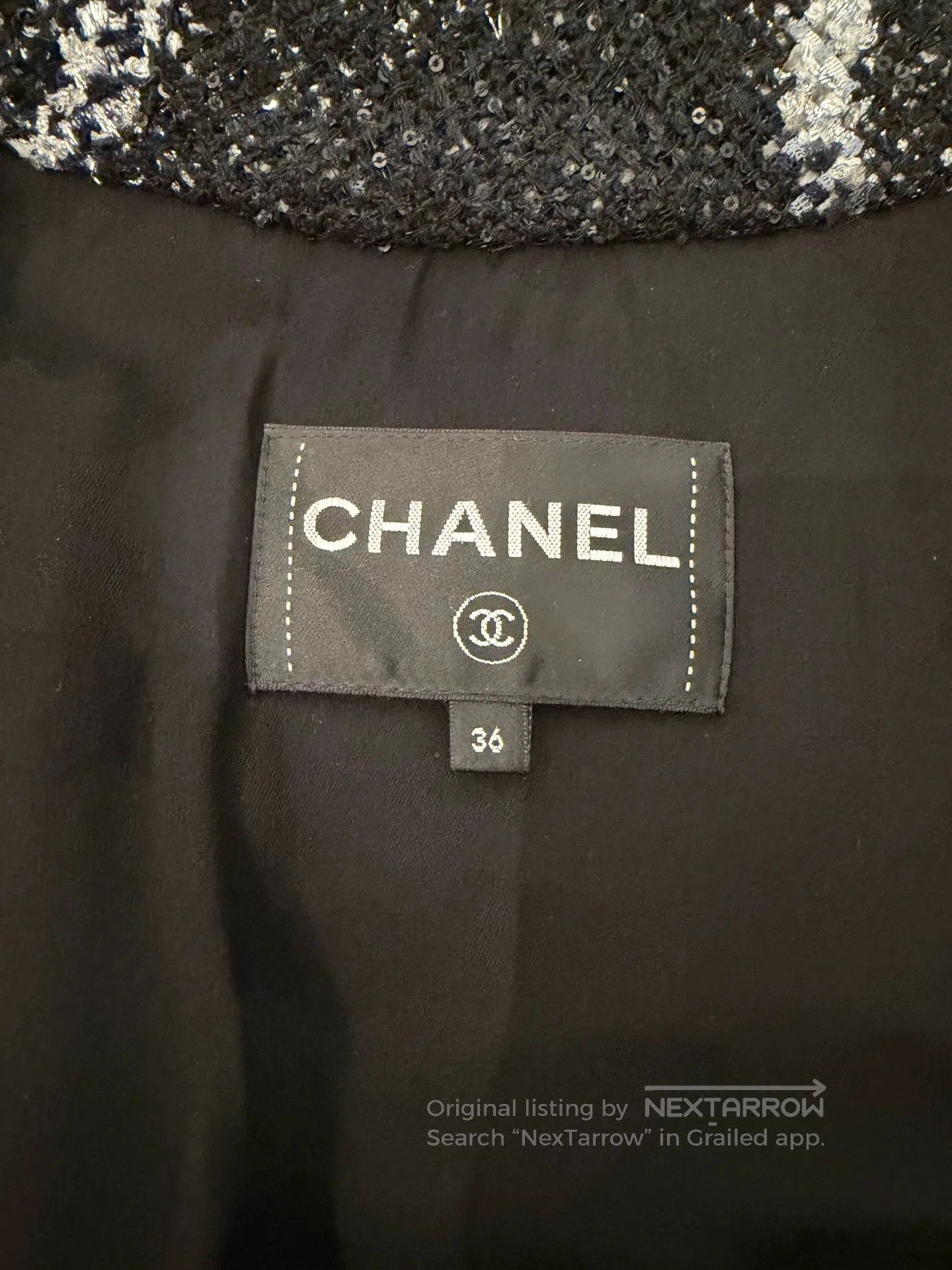 Chanel Chanel Black Silver Tweed Coat Dress. Size US S / EU 44-46 / 1 - 3 Thumbnail